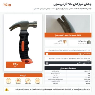 اینفوگرافیک چکش میخ‌کش ۲۵۰ گرمی مچی