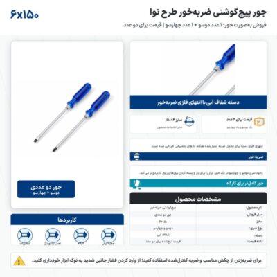 اینفوگرافیک جور پیچ‌گوشتی ضربه‌خور ۶×۱۵۰ طرح نوا
