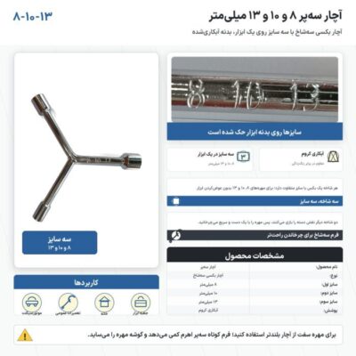 اینفوگرافیک آچار سه‌پر ۸ و ۱۰ و ۱۳ میلی‌متر