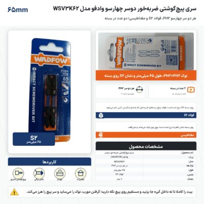 اینفوگرافیک سری پیچ‌گوشتی ضربه‌خور دوسر چهارسو وادفو مدل WSV3K62