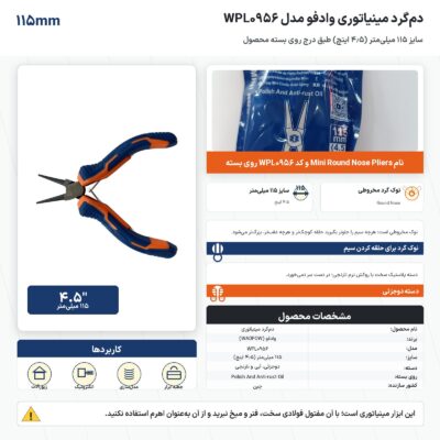 اینفوگرافیک دم‌گرد مینیاتوری وادفو مدل WPL0956 سایز ۱۱۵ میلی‌متر