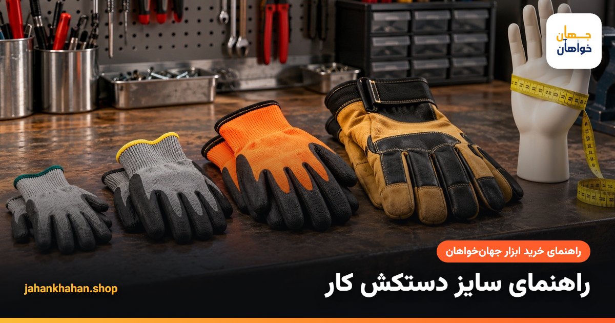 تصویر راهنمای سایز دستکش کار